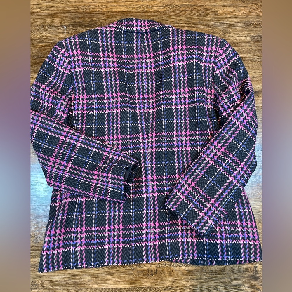 Vintage Pendleton Classic Wool Plaid Blazer Pink Purple Black - Size 16 - Picture 3 of 6